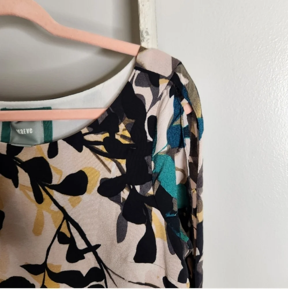 Anthropologie Maeve Dress womens small shaded garden 3/4 sleeve shift floral - Picture 3 of 6
